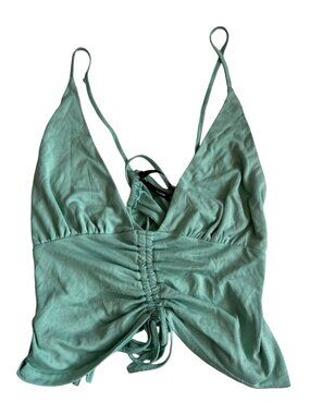 Silence and Noise crop tank top pastel green cinched Large criss cross